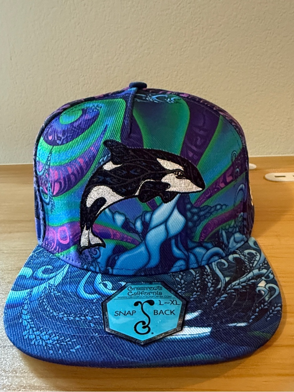 Grassroots California Limited Edition Phil Lewis Orca Snapback Hat Blue & Purple